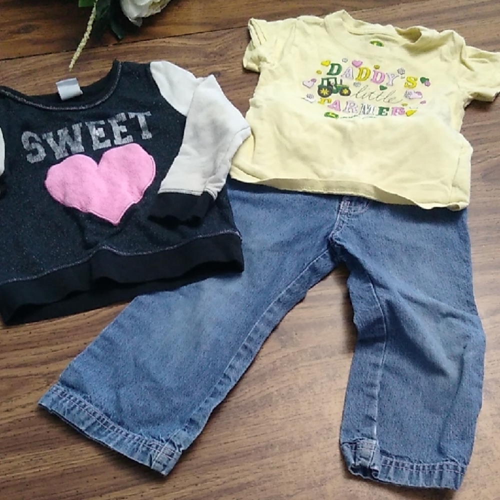 🩷 24 Months Kids Sweet Heart Black and Pink Shirt *